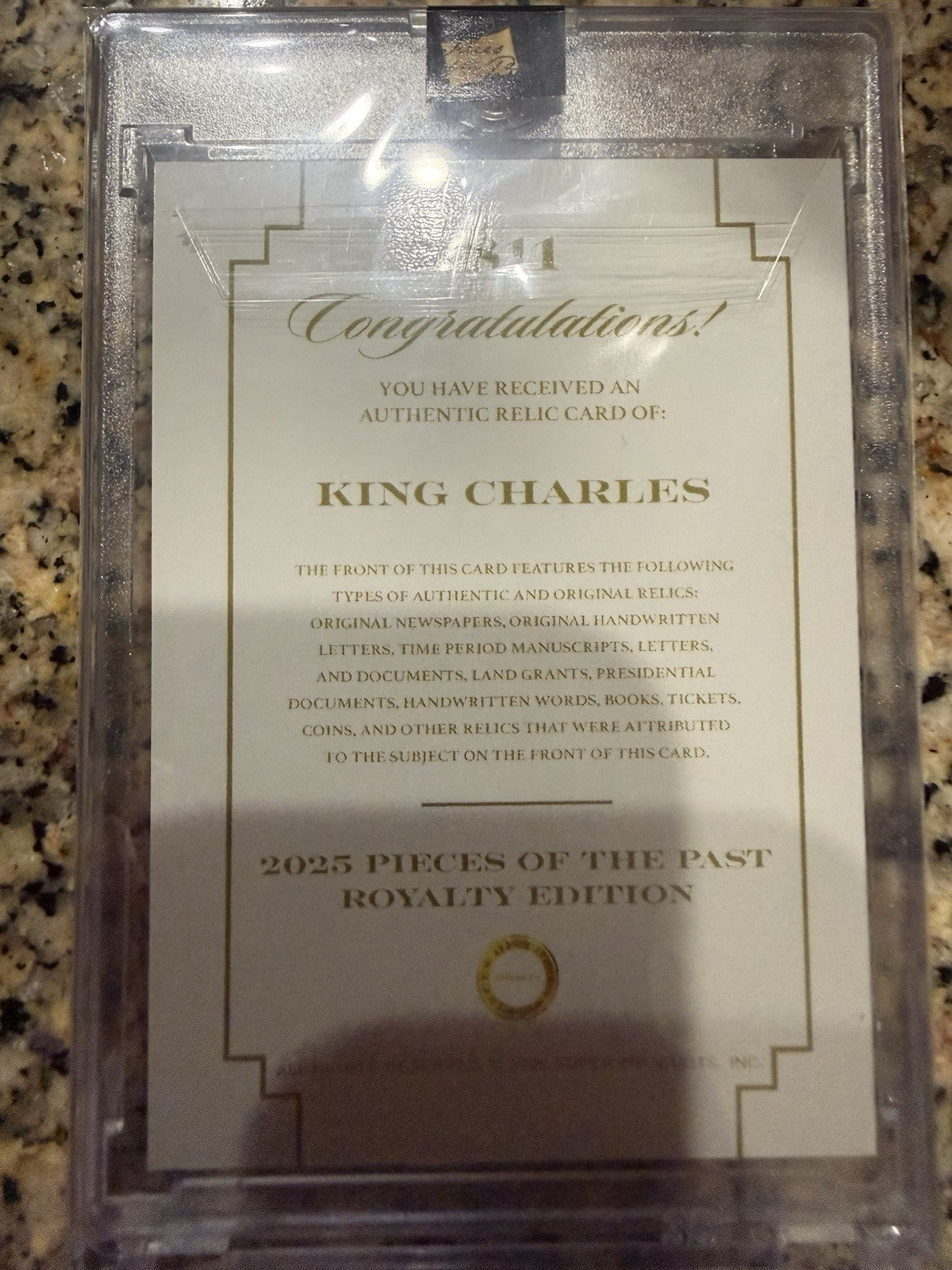 2025 Pieces of the Past Royalty Relic King Charles of England #811