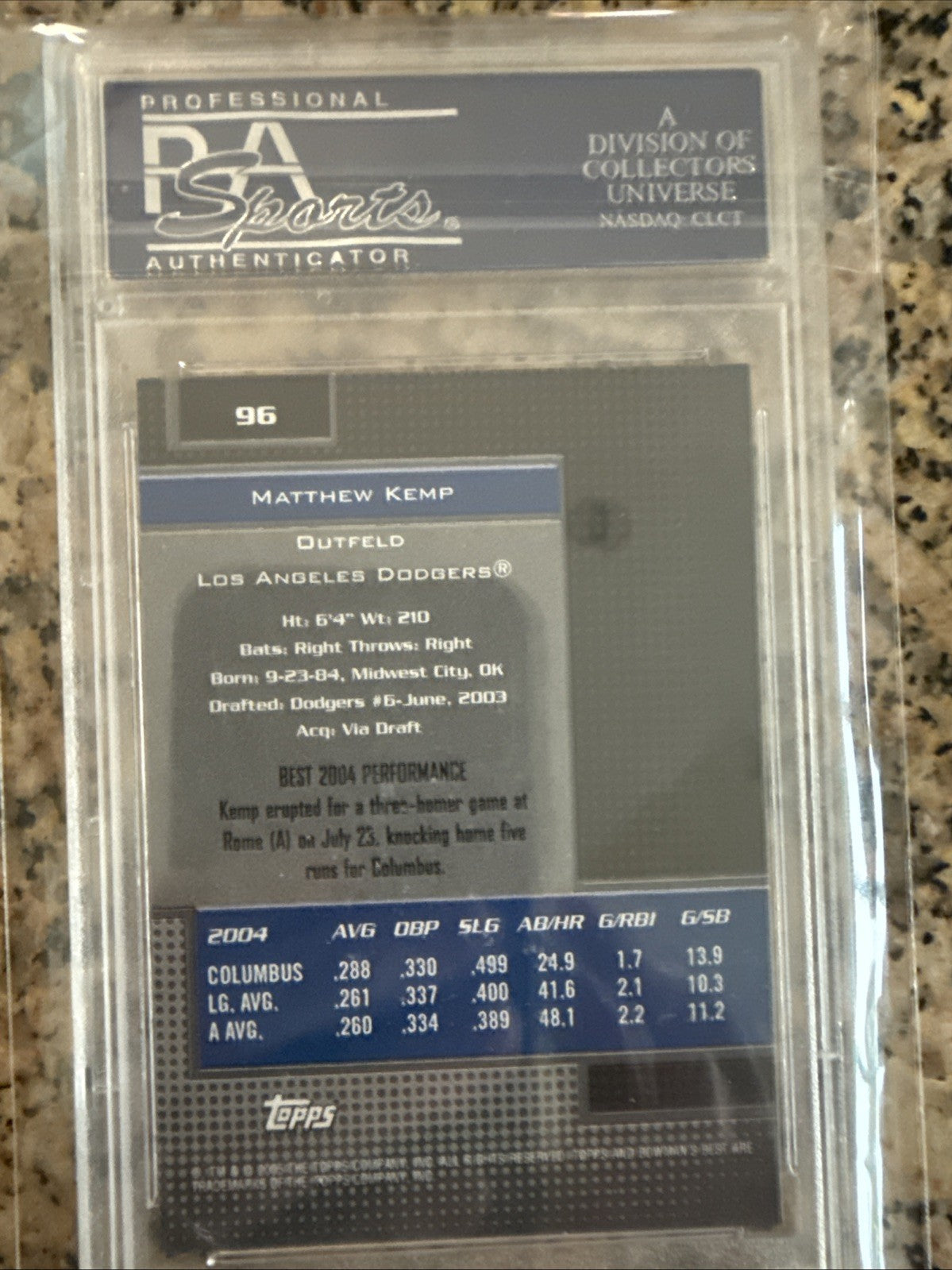 2005 Bowman's Best Matthew Kemp Rookie RC #96 Refractor Dodgers Psa9