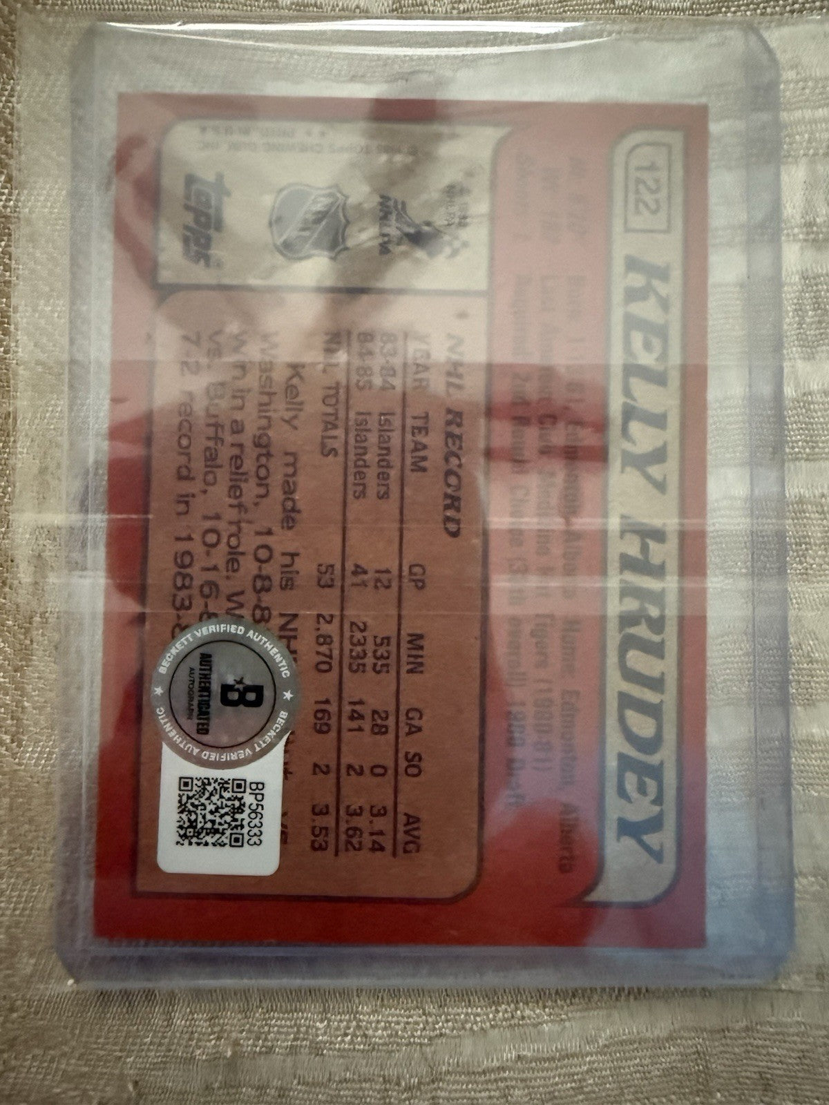 Kelly Hrudey Rookie Card Bgs Auto
