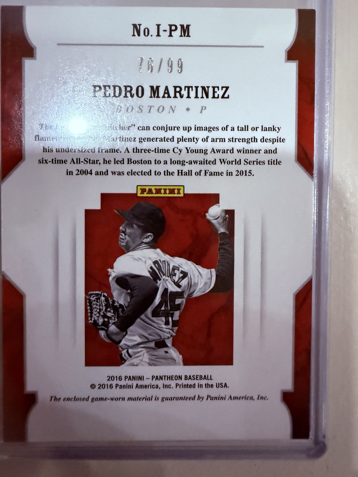 2016 Panini Pantheon - Immortals Pedro Martinez #I-PM /99 (MEM)