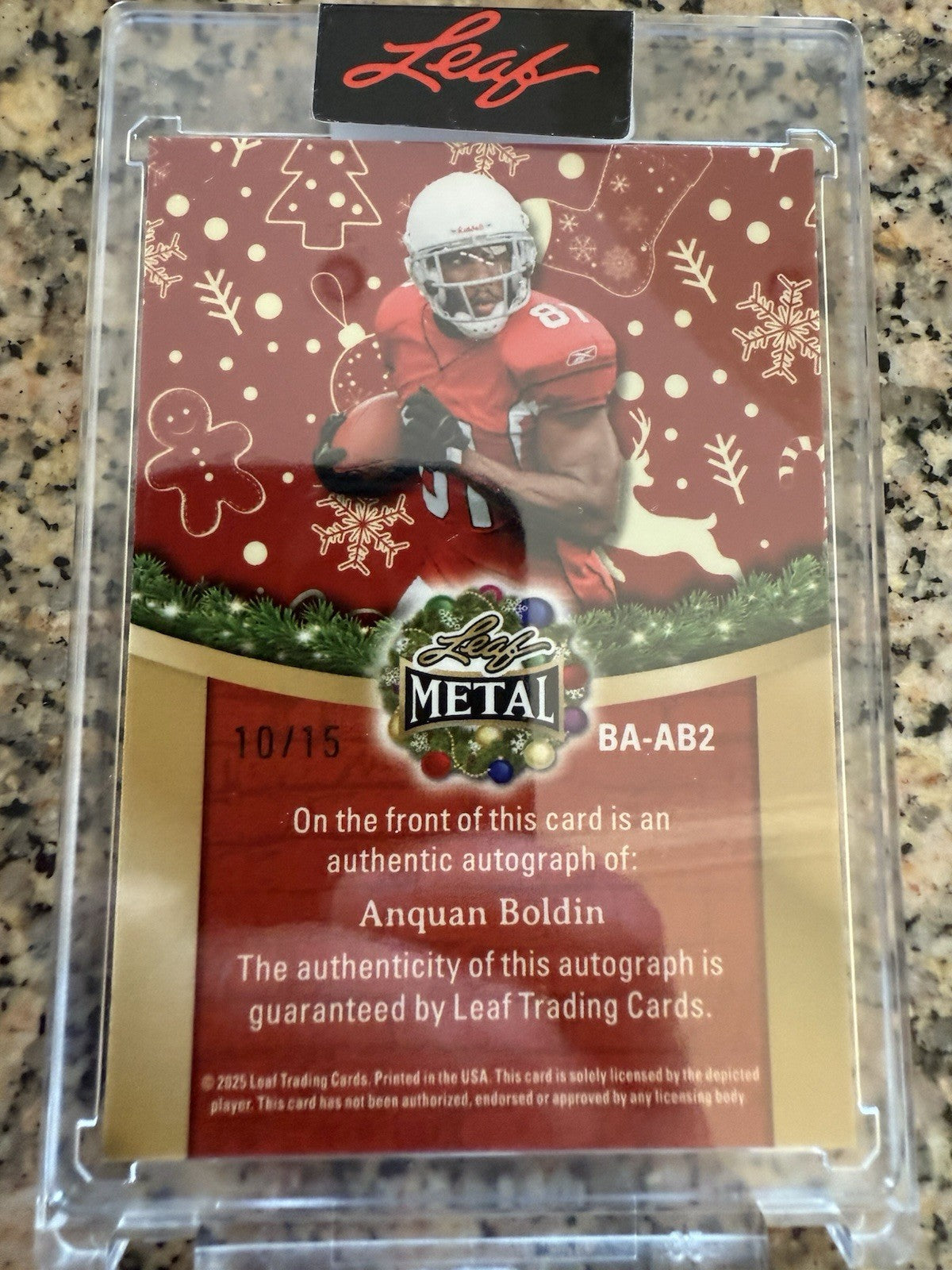 2025 Leaf Metal Happy Holidays - Anquan Boldin #BA-AB2 Candy Cane Prismatic /15