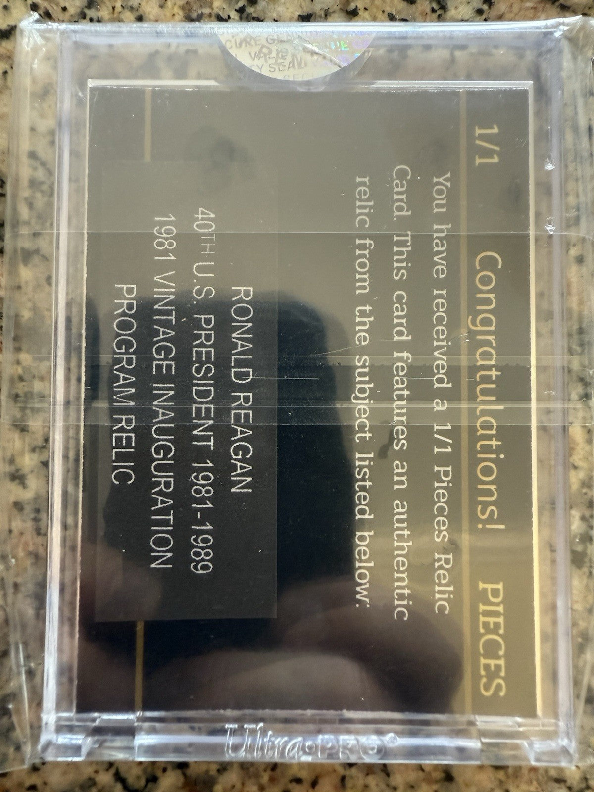 Ronald Reagan Pieces Of The Past The Bar Relic 1/1