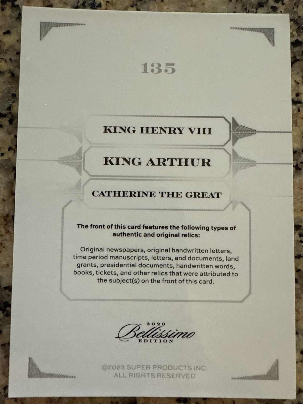 Bellissimo Edition Triple Relic. Henry The 8th, King Arthur, Catherine The Great