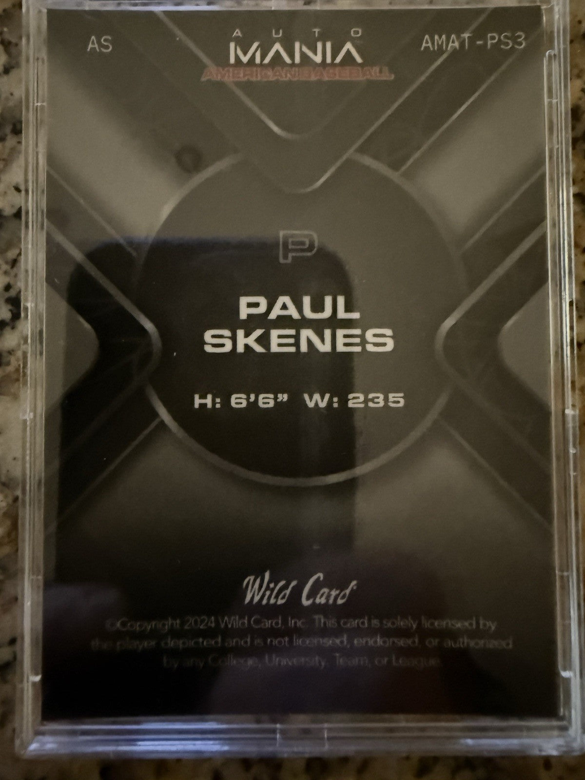 PAUL SKENES 2024 Wild Card Auto Mania Rookie #8/10 Pirates Holo Card AMAT-PS3