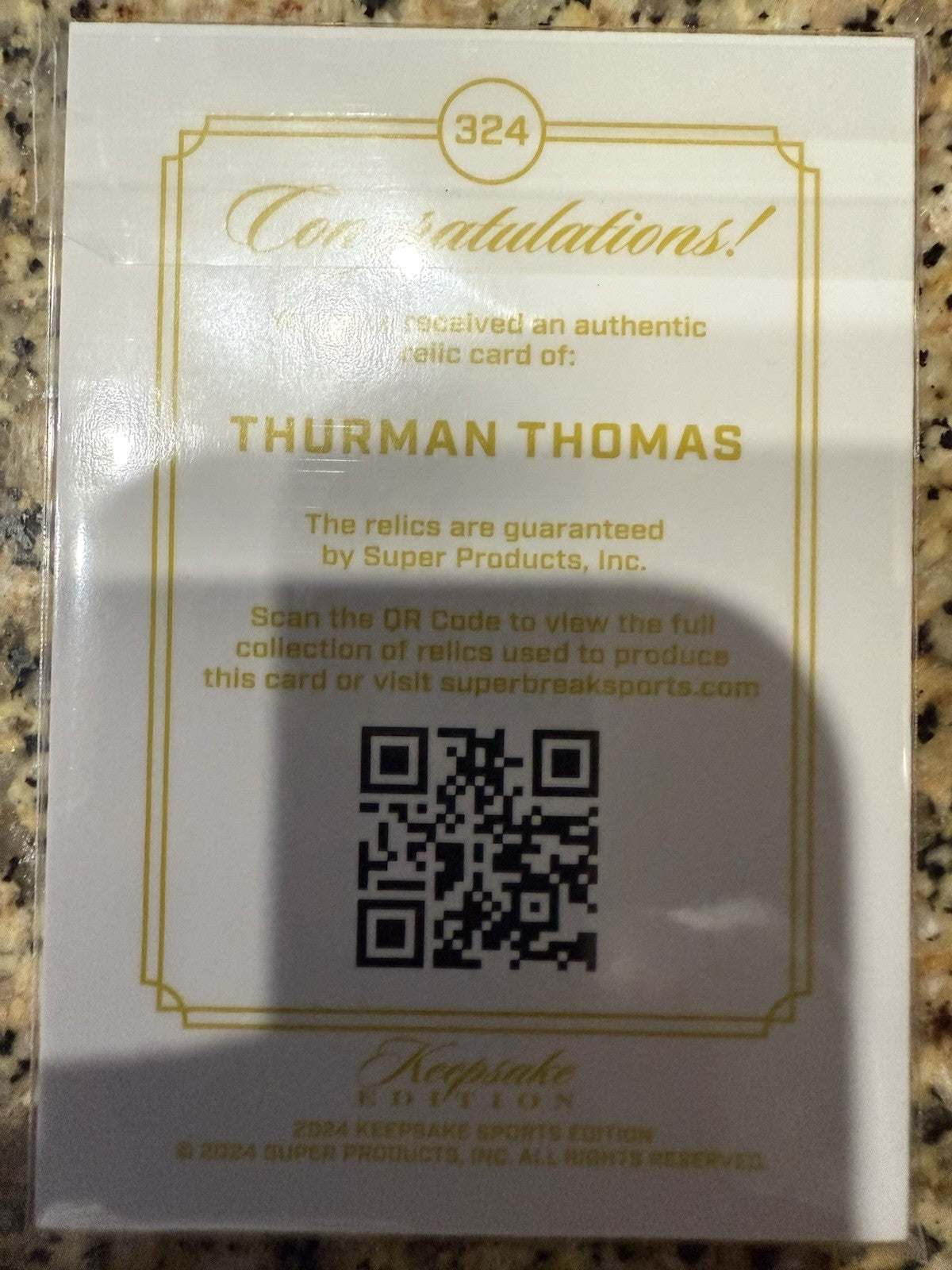 Thurman Thomas Keepsake Gem Relic