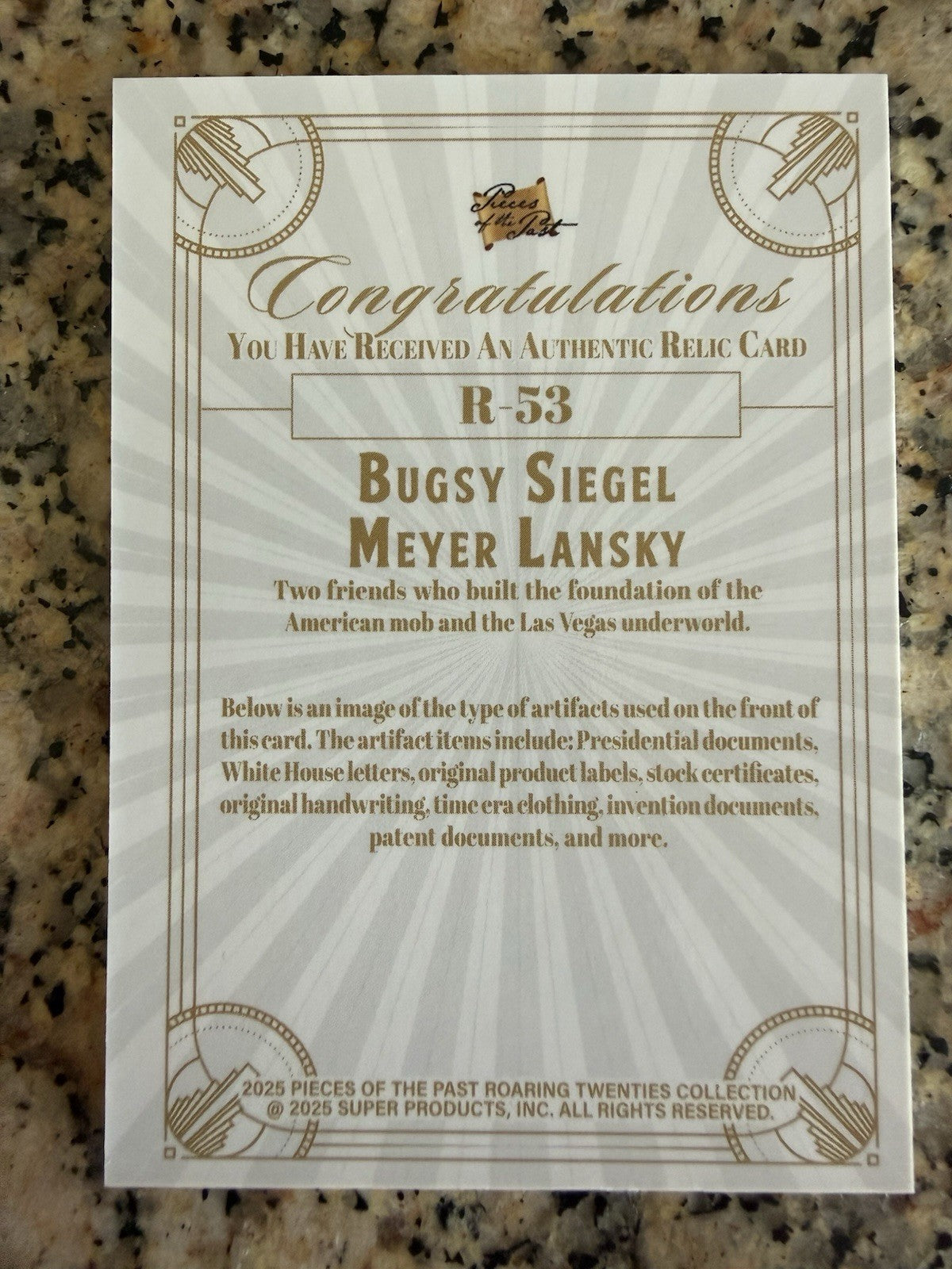 2025 Pieces of the Past Roaring 20’s Bugsy Siegel/Meyer Lansky Dual Handwritten