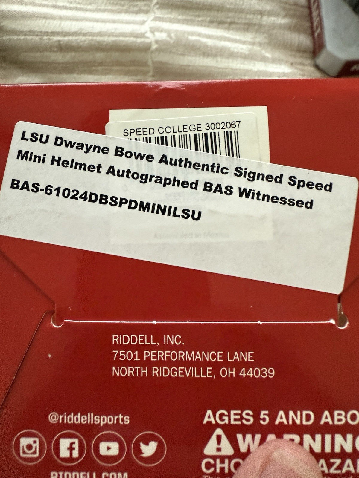DWAYNE BOWE Auto Autographed LSU Speed Mini Helmet Beckett COA