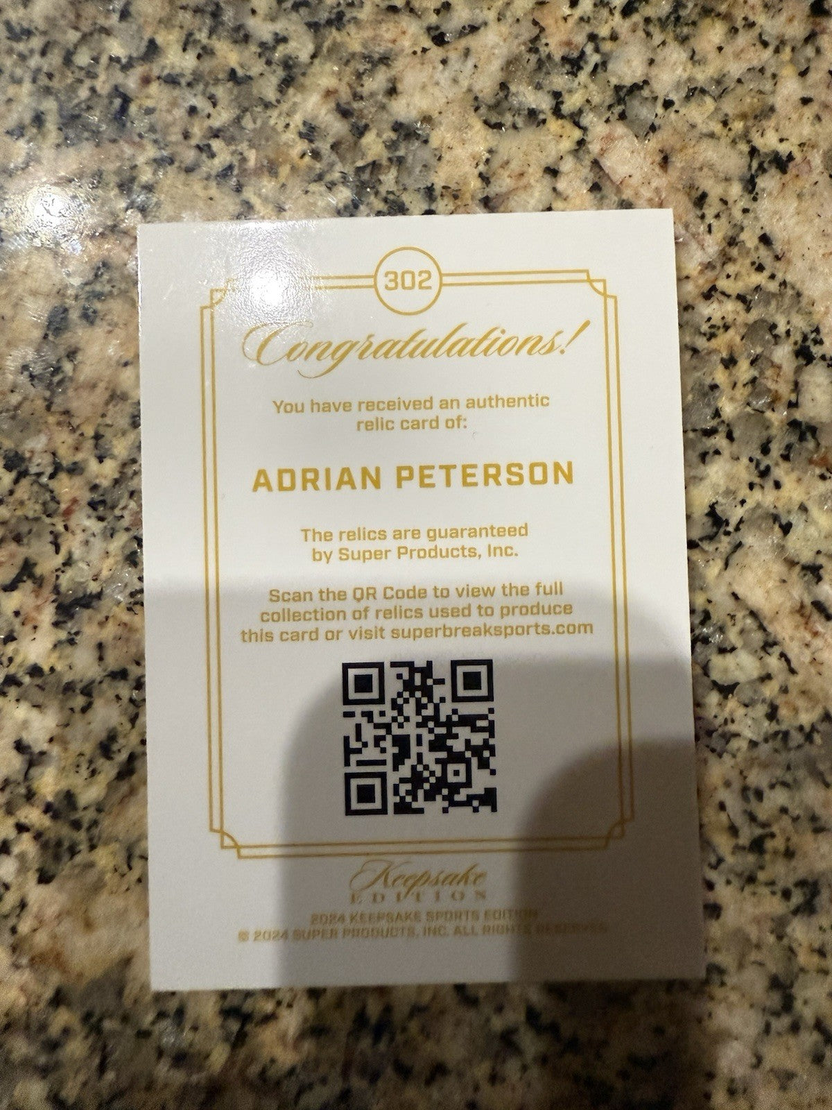 Adrian Peterson Super Break Gem Patch Card