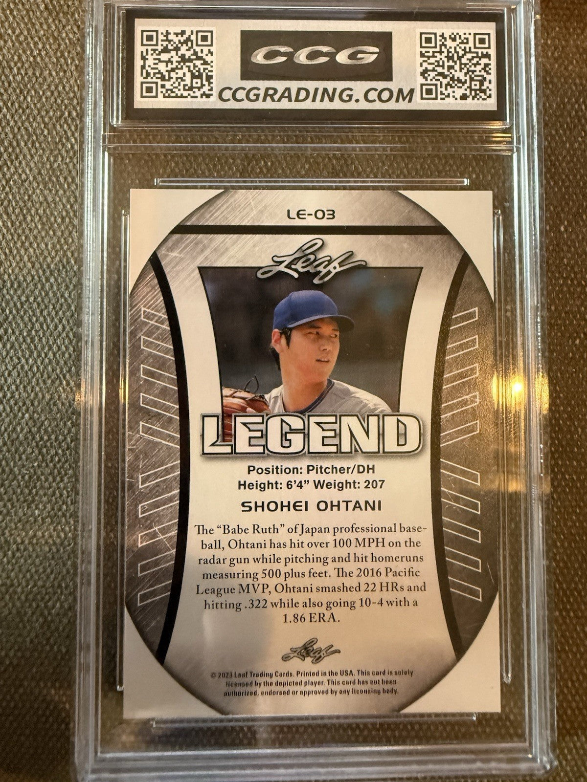 Shohei Ohtani Exclusive Flag Edition Leaf Legend LE03 - Gem Mint 10