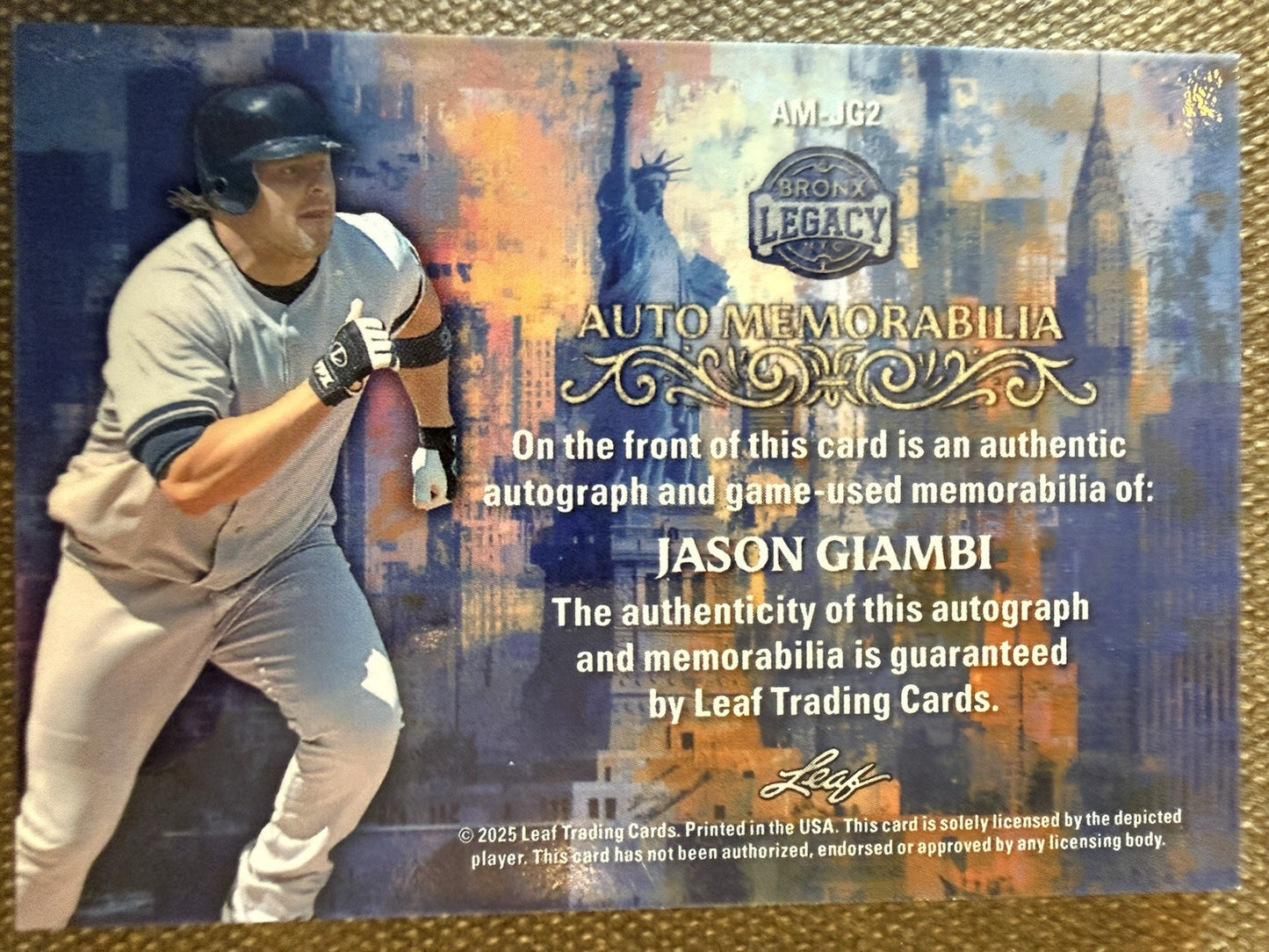 2025 Leaf A Bronx Legacy Bronze Spectrum Holofoil 29/45 Jason Giambi Auto 1q2