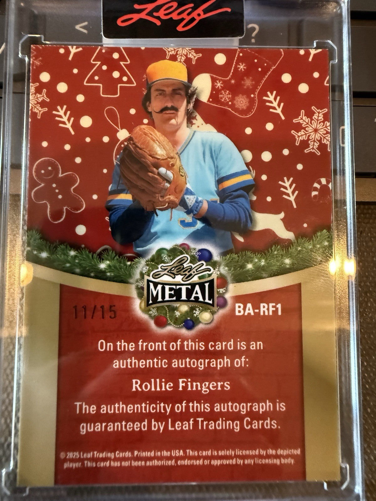 2025 Leaf Metal Happy Holidays - Rollie Fingers - Auto BA-RF1 /15