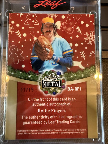 2025 Leaf Metal Happy Holidays - Rollie Fingers - Auto BA-RF1 /15