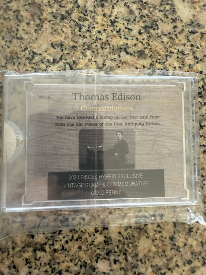 2020 Pieces Hybrid STAMP & GOLD PENNY Relic Thomas Edison SP-16      -62