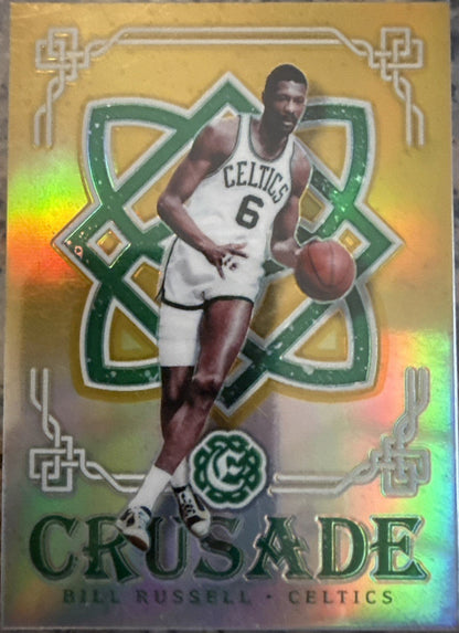 2016-17 Panini Basketball Excalibur Bill Russell Crusade Gold Prizm /10 #82