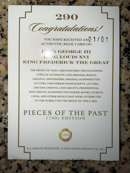 Keepsake POTP King George 3, FrederickThe Great, Louis 16 Triple Relic 1/1