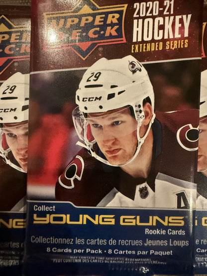 Upper Deck 2020-21 Hockey Extended Series 3 Packs. Young Guns Rookie Cards