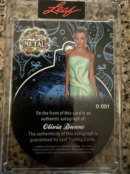 2025 Leaf Metal Happy Holidays Olivia "Livvy" Dunne encased auto  /5 Ornament