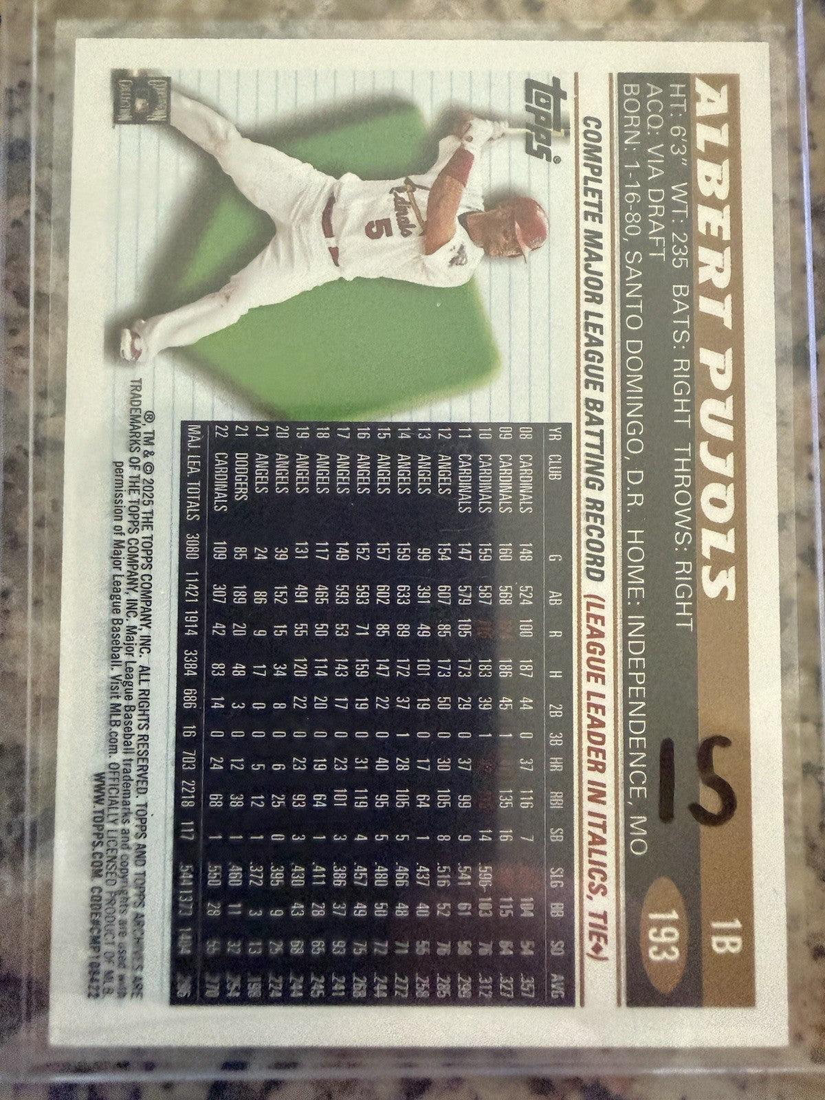 2025 Topps Archives - 1996 Topps Albert Pujols #193 Blue Foilboard /25