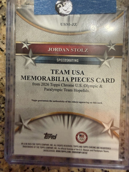 2026 Topps Chrome US Winter Olympics Jordan Stolz Memorabilia Pieces Relic🥇