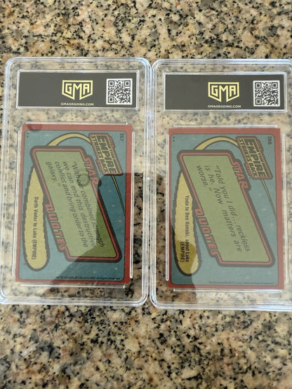 1980 Topps Star Wars: THE EMPIRE STRIKES BACK Lot of 2 GMA 7/8 Luke And Leia