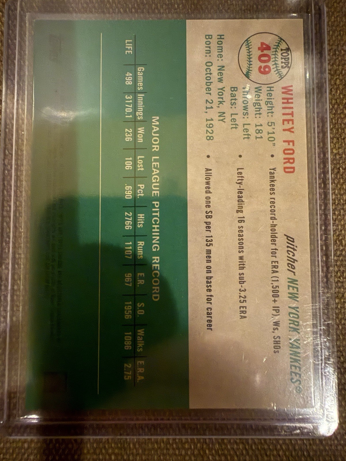 2023 Topps Chrome Platinum Anniversary Whitey Ford #409 Toile Cream Red #12/25