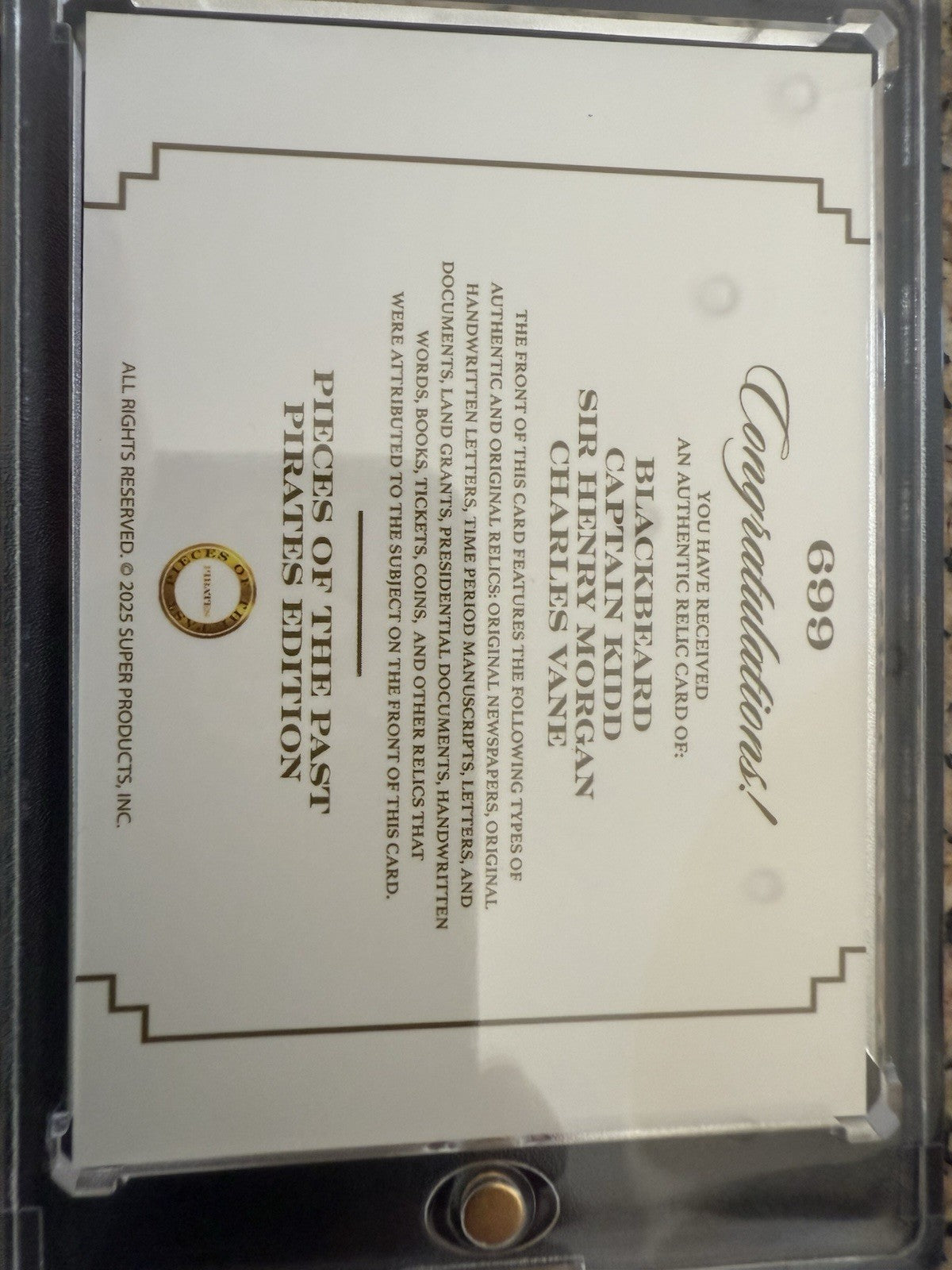 2025 Pieces of the Past Pirates Quad Relic Vane Blackbeard Kidd Morgan