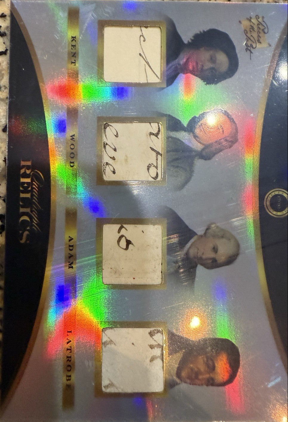 2024 Pieces the Past 1700's Hand Written Kent Wood Adam Latrobe Quad Relic (b)