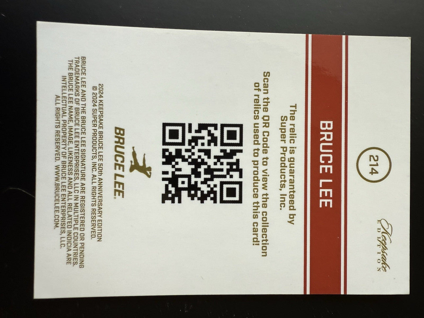 2024 Keepsake Bruce Lee 50th Ann. Edition #214 Personal Relic