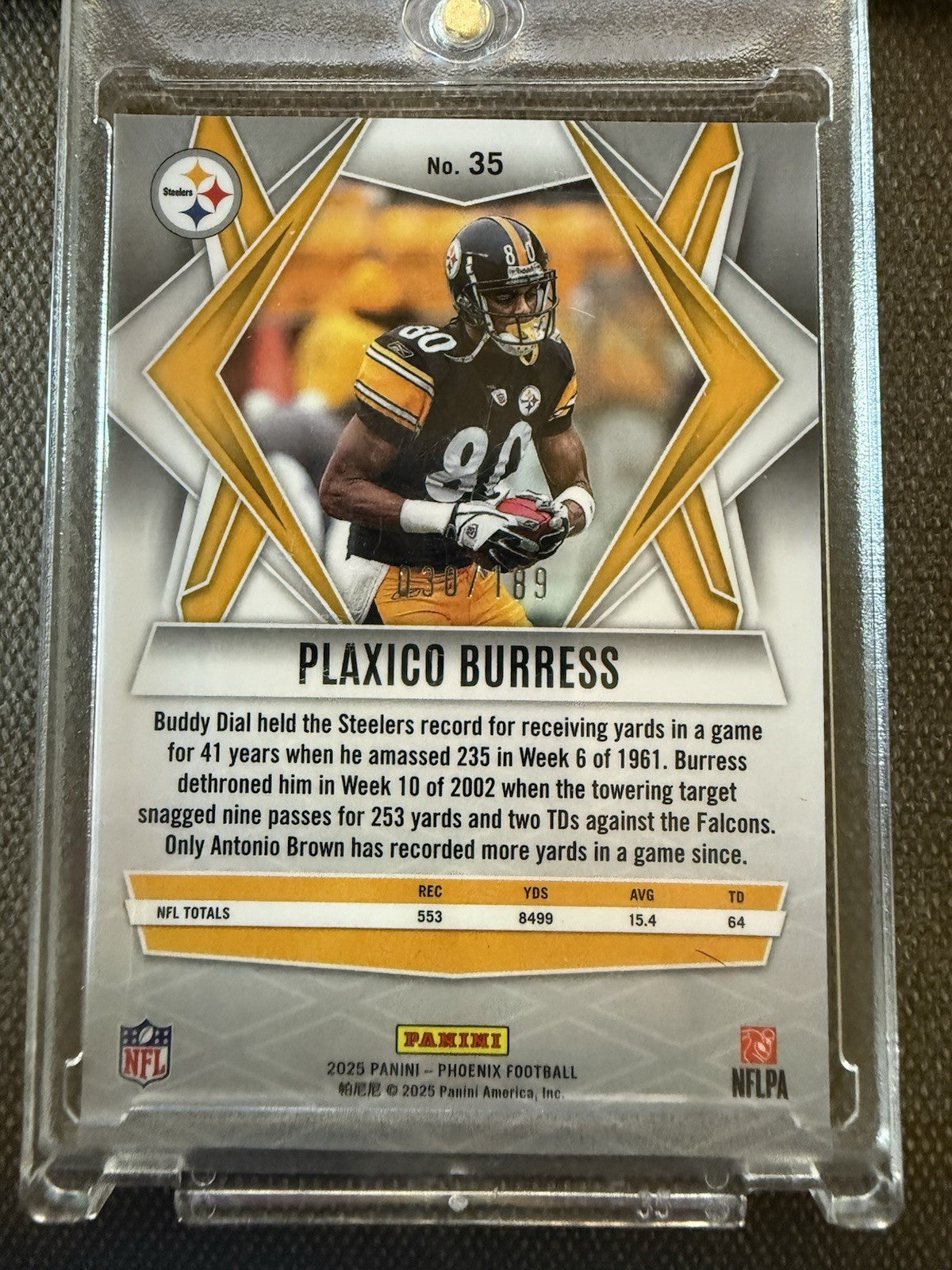 Plaxico Burress 2025 Panini Phoenix Orange Pandora Prizm #35 /189