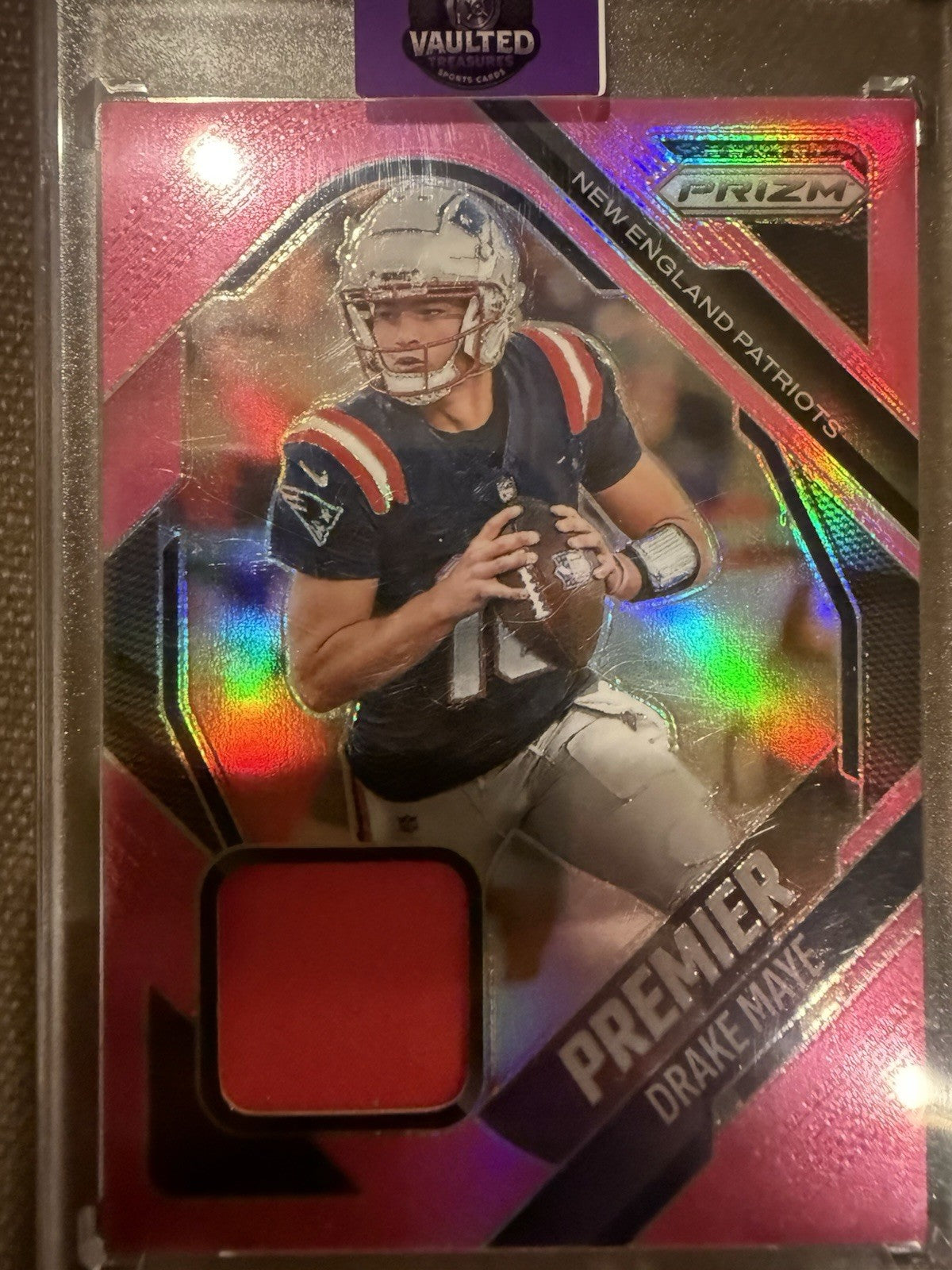 2025 Panini Prizm Premier Drake Maye Pink Prizm Patch - PJY-DME Memorabilia