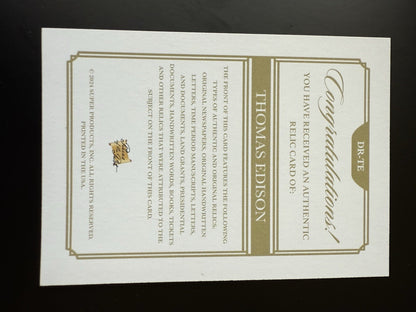 2024 Pieces of the Past  - Thomas Edison - Dual Relic DR-TE