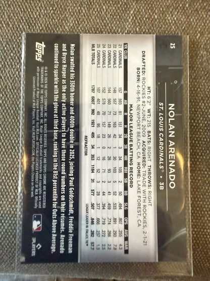 2026 Topps Chrome Black Nolan Arenado Refractor #/199 Cardinals