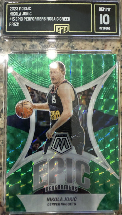 2023-24 Panini Mosaic - Epic Performers Nikola Jokić #15 Green Mosaic Prizm