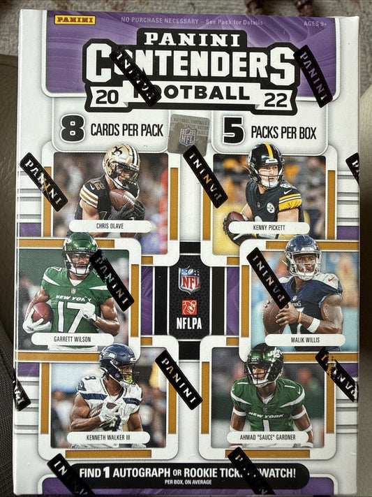 2022 Panini Contenders Football Sealed 5 Pack Blaster Box 40 Cards 1 Hit Per Box