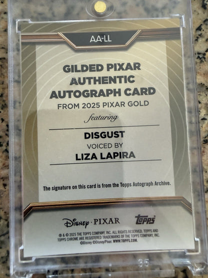 DISGUST LIZA LAPIRA 2025 TOPPS PIXAR GOLD GILDED AUTO INSIDE OUT AA-LL /75