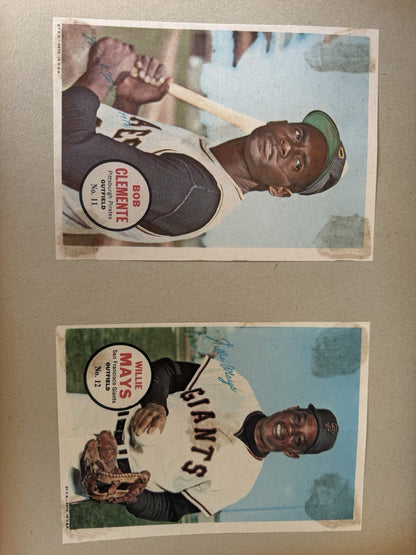 1967 Topps Baseball Pin Ups 14 Total In Vintage Binder. Mantle, Mays, Aaron…