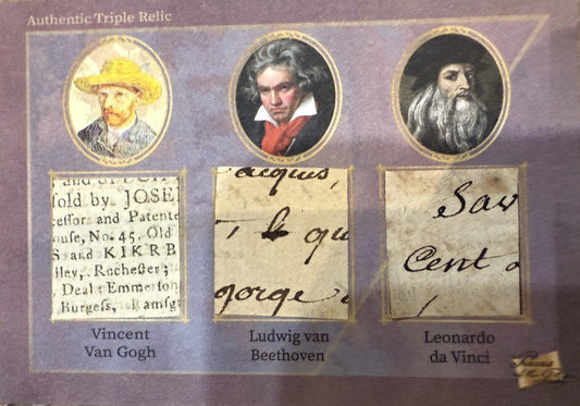 VAN GOGH BEETHOVEN DA VINCI AUTHENTIC TRIPLE ARTISTRY RELIC CARD PIECES OF PAST