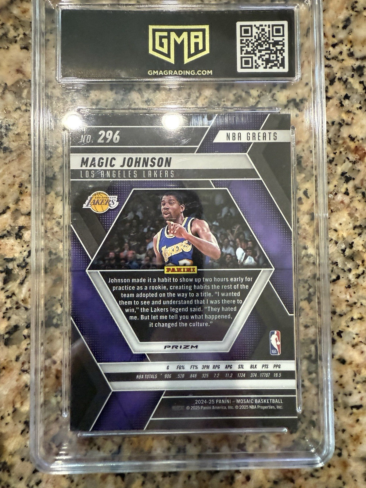 2024-25 Panini Mosaic - NBA Greats Magic Johnson #296 Reactive Blue Mosaic Prizm