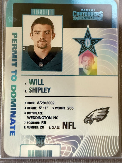 2024 Panini Contenders - Permit to Dominate Will Shipley #34 (RC)