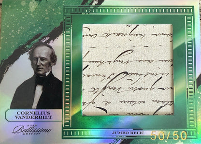 CORNELIUS VANDERBILT 2023 BELLISSIMO KEEPSAKE EDITION HANDWRITTEN RELIC #50/50