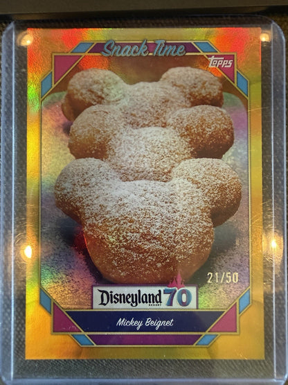 Disneyland 70th Anniversary Snack Time Mickey Beignet Gold Refractor /50