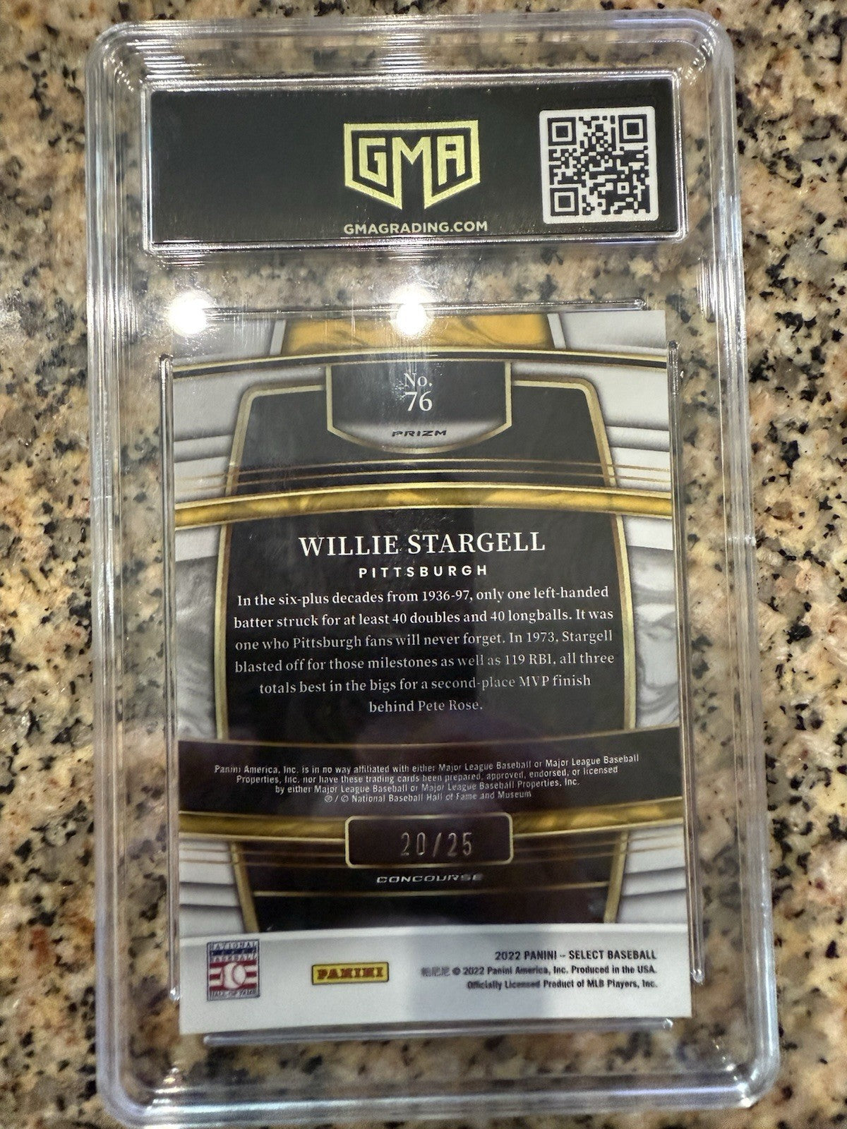 2022 Panini Select - Concourse Willie Stargell #76 Cracked Ice Prizm /25