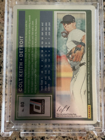 2025 Donruss Colt Keith Printing Plate 1/1