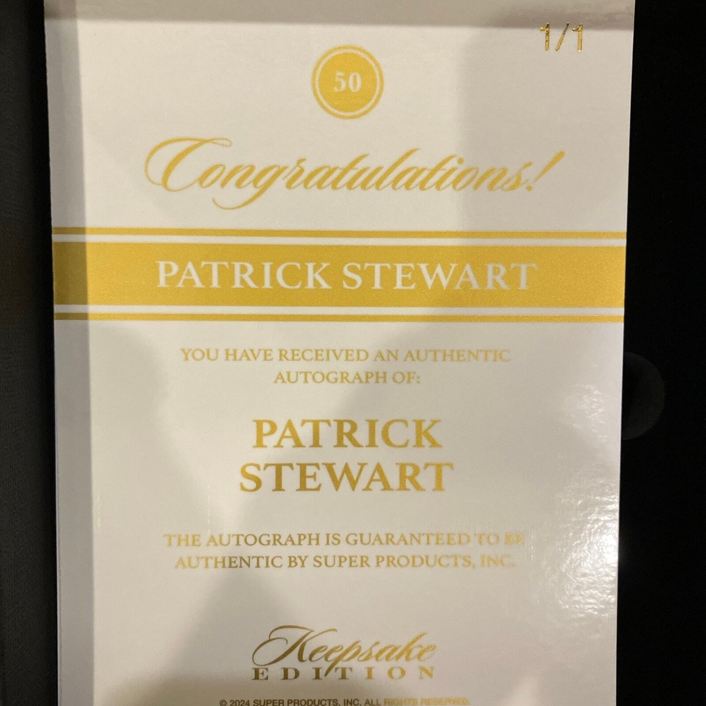 Patrick Stewart jumbo auto card