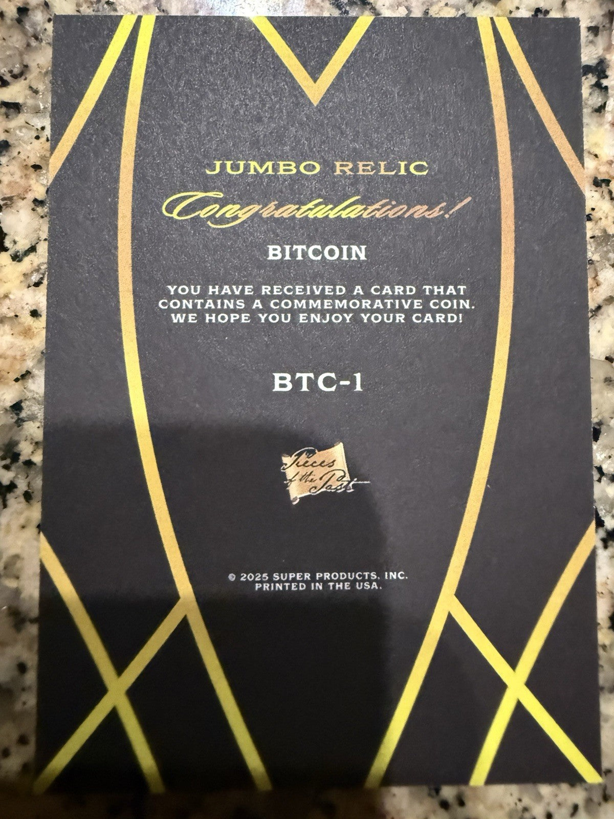 2025 The Bar Pieces Of The Past Bitcoin Authentic Jumbo Coin Relic Rare SSP Gold