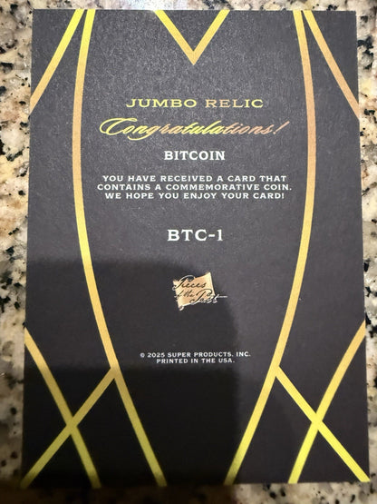 2025 The Bar Pieces Of The Past Bitcoin Authentic Jumbo Coin Relic Rare SSP Gold