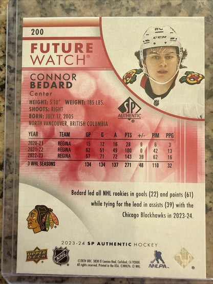 2023-24 Sp Authentic - Future Watch Connor Bedard #200 Limited Red (RC)