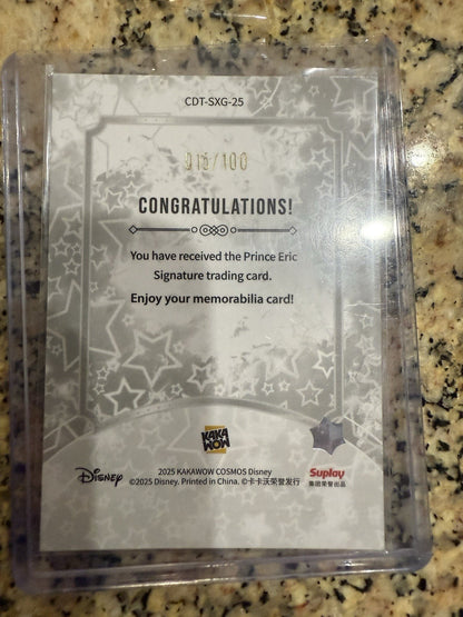 2025 Kakawow COSMOS Disney Prince Eric Signature Auto Star /100