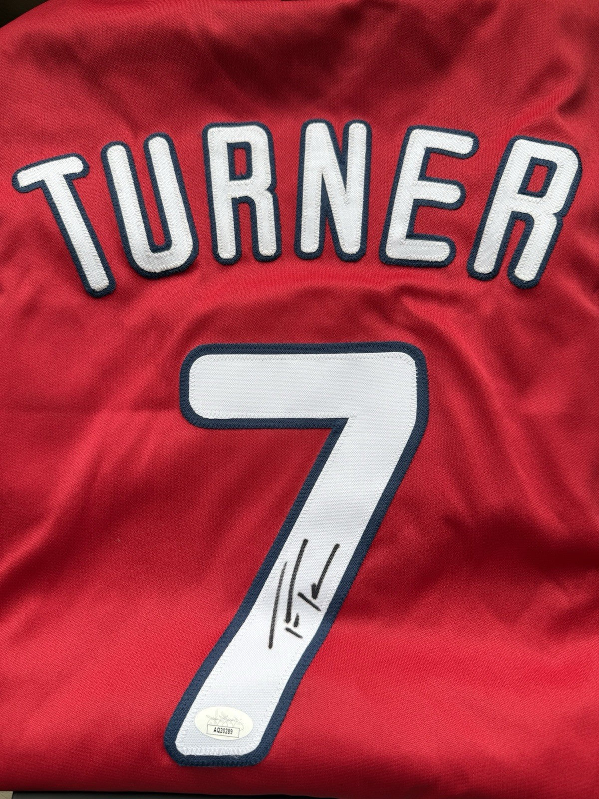 Trea Turner Auto Jersey Jsa Cert. Pulled From Super Break Jersey Edition