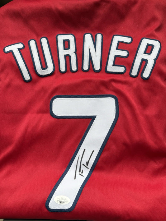 Trea Turner Auto Jersey Jsa Cert. Pulled From Super Break Jersey Edition